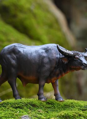 彷真小水牛摆件桌面客厅装饰摆设小孩骑牛园艺布景树脂工艺品摆件