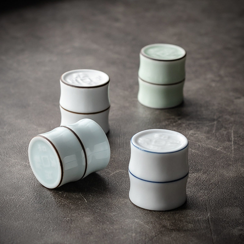 配件功夫手绘茶道纹托陶瓷竹节玄托白瓷盖置盖碗茶茶具盖壶盖,淘宝优惠券,粉丝福利购,淘宝优惠卷