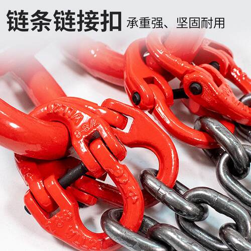 链条吊索具2吨吨5吨G80链条腿双腿多腿吊钩吊环组合成套吊索具 - 图0