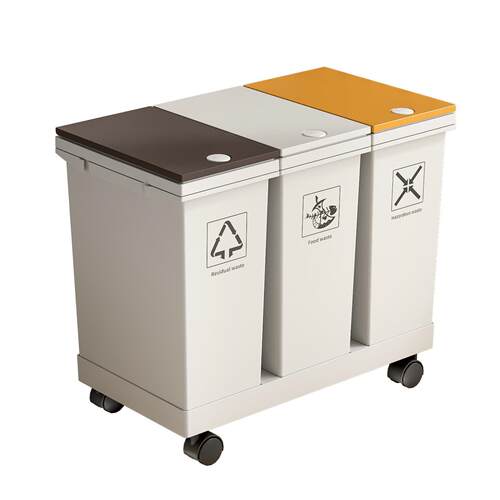 麦宝隆网红垃圾箱家用带盖厨房卫生间脚踏踩带轮卫生桶分类垃圾桶 - 图3