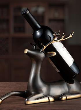 创意铜鹿酒架摆装品件客厅品铜制工TLJJ艺品酒柜家饰居饰鹿型红酒