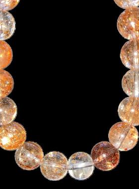 天然阿鲁沙手链 金草莓晶金太阳石共生单圈水晶圆珠手串规格9.4mm