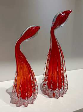 轻奢北欧风琉璃花瓶摆件客厅插花餐桌玄关高级感玻璃红橙色系列