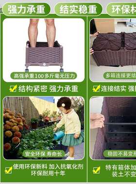 特深阳台蔬菜种植箱种菜专用箱塑料花盆长方形花箱户外花槽种树箱