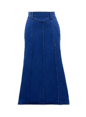 Plus Size Women's High Waist A-Line Jeans Denim Dress, Light
