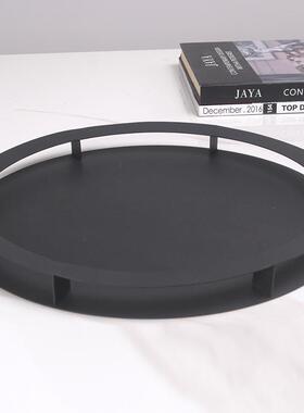 欧式轻奢现代简约极简金属圆形托盘星环摆件样板房售楼处软装饰品