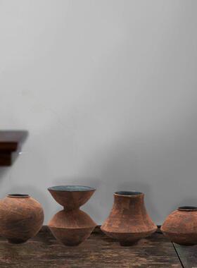 新中式侘寂风中古风陶瓷禅意花瓶摆件酒柜装饰品客厅插花艺术花器