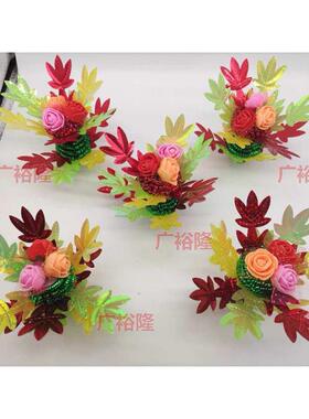 短款企花彩色花节庆装扮用品中秋祭神装饰花 多款多色多用途48个