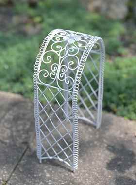 外贸出口欧美铁艺迷你白色花朵蕾丝拱门Zakka杂货微景观摆件装饰