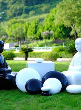 户外黑白围棋子摆件下棋人雕塑广场棋社公园林坐凳售楼部景观装饰