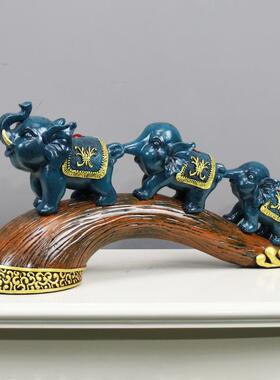 招欧工式三连象创意艺装品可YB-36爱三只财小象客厅玄关桌面动物