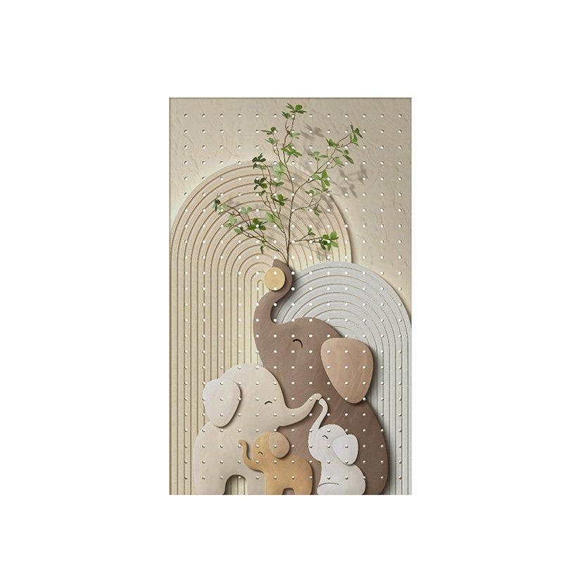 Customized entrance hall elephant solid wood hole board storage rack creative wall decoration storage shelf blocking shape