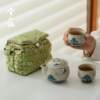 Hand-painted landscape travel tea set portable outdoor tea brewing one pot and two cups ceramic quick cup gift