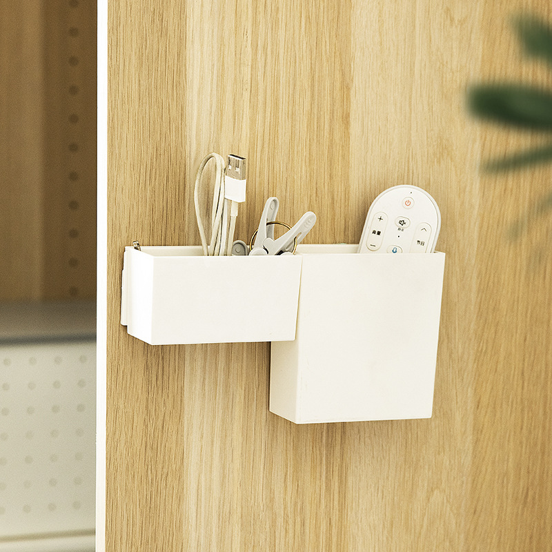 粘贴式壁挂收纳盒 长条插式槽+挂钩盒子组合组合套装可延展.8198 - 图1
