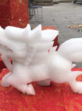 新款白玉玉石神兽批发装饰品阿富汗摆设家居 厂家 客厅摆件玉麒麟
