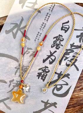 冰透星星蝴蝶编织项链女小众设计串珠锁骨链网红简约可爱百搭颈链