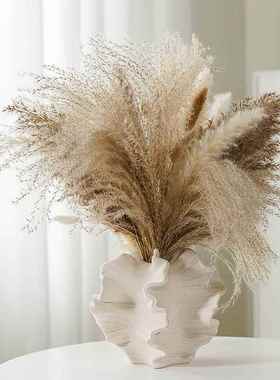 欧式素烧白色陶瓷花瓶磨砂质感水培干花插家居装饰摆件礼品工艺品