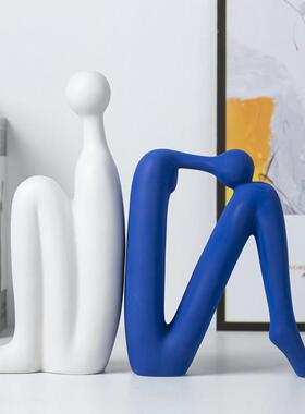 陶瓷人物书档摆件办公室桌面创意摆件 现代轻奢书柜装饰品 客厅书