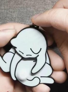 创意抽拉玩蛋猫钥匙扣挂件可爱搞怪可旋转包包挂件背包送礼物X1