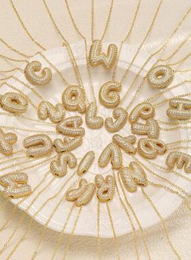 26 English letter necklace for women26个英文字母满钻铜项炼女