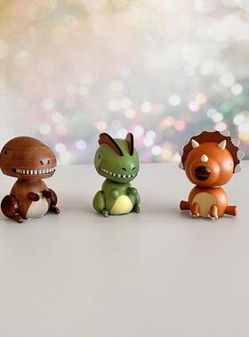 台湾珍卡恐龙实木车摇头弹簧饰品生日礼物森林乐趣创意