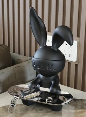 兔子托盘摆件入户进门玄关鞋柜钥匙收纳客厅电视柜轻奢高档装饰品