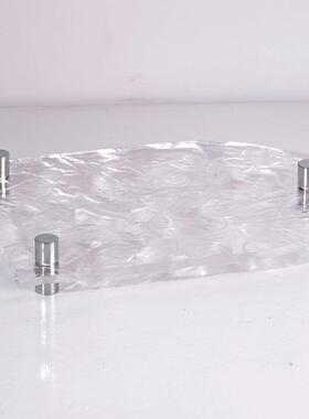 简约现代托盘轻奢波浪凹凸亚克力摆件样板房桌面创意氛围软装饰品