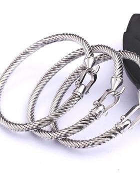 跨境欧美马蹄扣钛钢手镯电缆扭线手环时尚饰品厂家精品女首饰