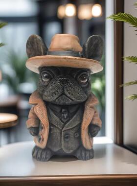 跨境新款斗牛犬绅士雕像树脂工艺品摆件家居装饰品桌面小摆件礼物