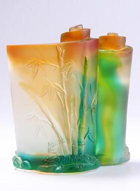 琉璃兔笔筒摆件中式小兔子文创工艺品桌面装饰品生肖生日礼物礼品