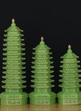 土黄色陶瓷文昌塔摆件五层七层九层13层学生升学考试书房桌面装饰