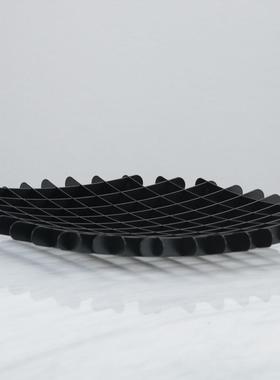 不锈钢方形果盘酒店样板房桌面摆件 皱折艺术家居客厅厨房饰品