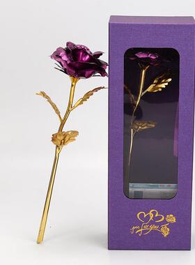 新款直销亚马逊跨境货创意母亲节情人节金箔玫瑰花仿真永生花礼物