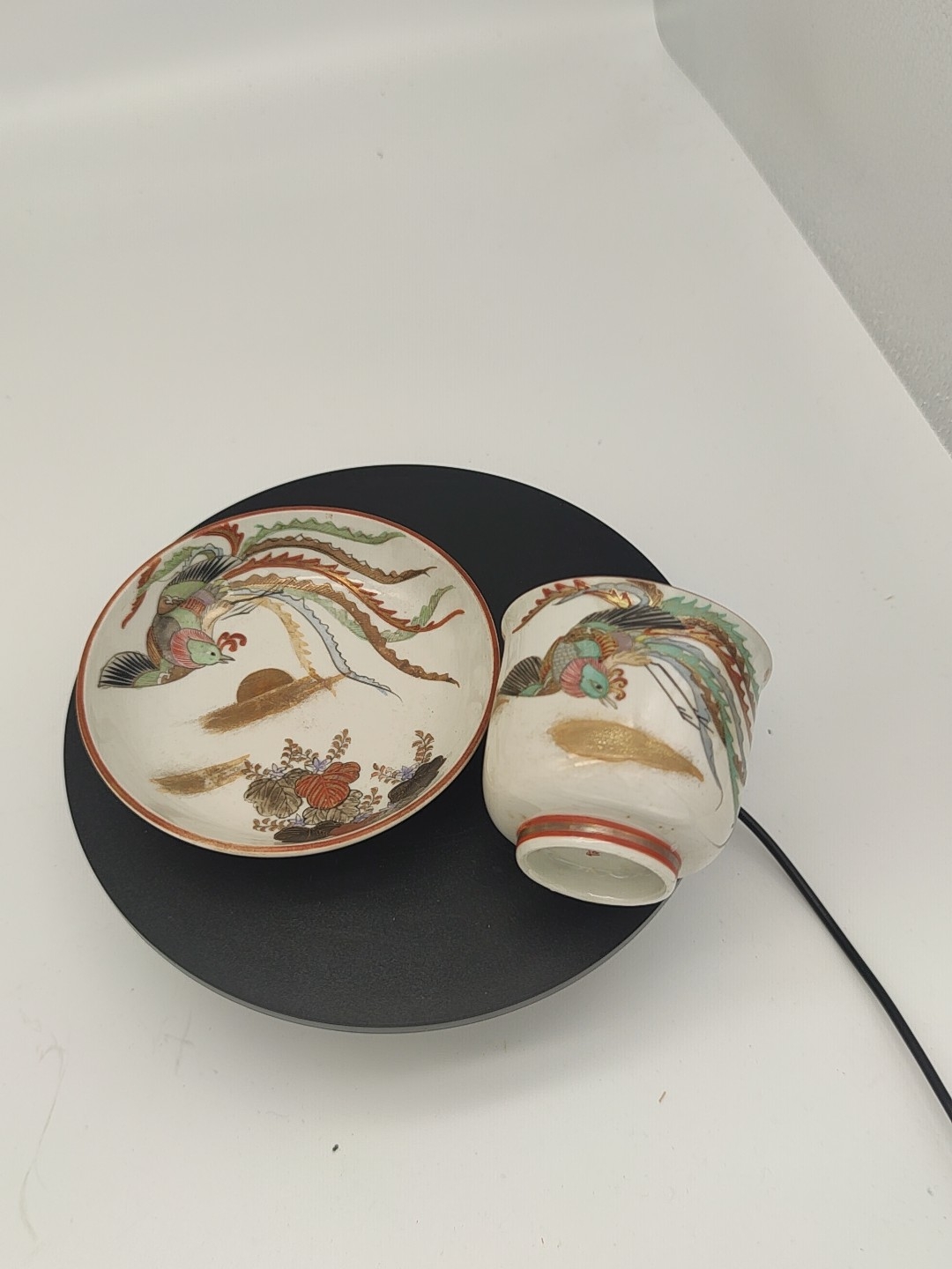 激安正規品 729 九谷焼 墨山水 カップ&ソーサー5客 皿6客 時代物 未