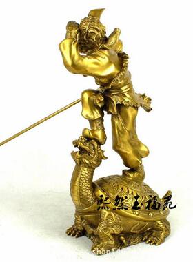 纯铜孙悟空龙头龟摆件黄铜齐天大圣风水家居装饰工艺品摆件