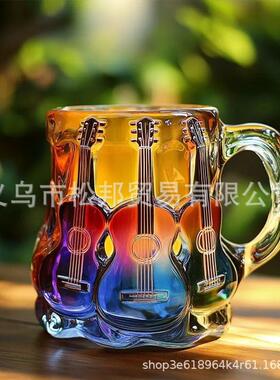 跨境新品Guitar Art Mug吉他艺术杯,透明树脂马克杯工艺品摆件