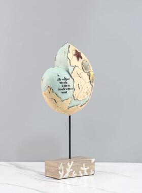 现代简约抽象几何树脂海螺艺术装饰摆件客厅书房电视柜家居装饰品