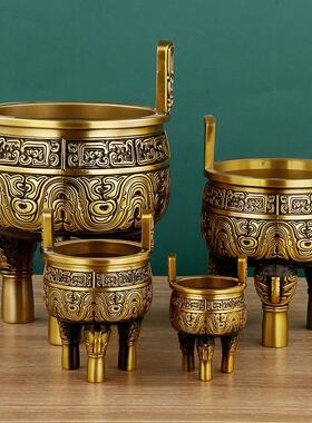 铜鼎摆件黄铜三足克鼎鼎盛千秋圆鼎大号克鼎办公室开业家居礼品