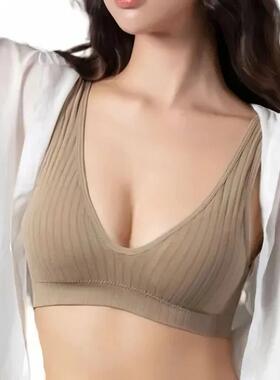 Seamless Bras For Women Sports Ribbed Bra Deep V Female Nonw