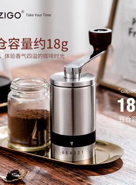 磨不锈钢豆器磨机手动咖啡豆家用便携小型手摇手研磨磨粉机机zigo