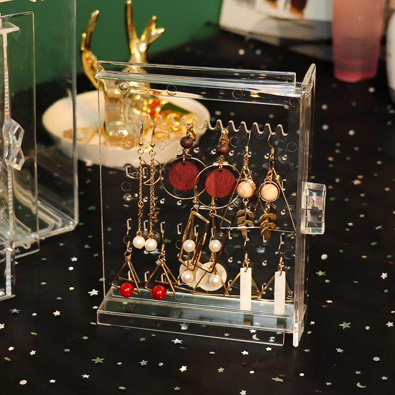 高档首饰收纳量盒透明防尘桌面盒饰子梳妆台耳环耳饰品挂大容首架,淘宝优惠券,粉丝福利购,淘宝优惠卷