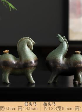 正品马上有钱创简约陶瓷办意公室装件饰摆客桌面小号动物厅生肖工