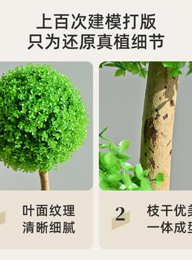 彷真绿色植物球型植物大型室内球形客厅盆栽装饰摆饰假花彷真花盆