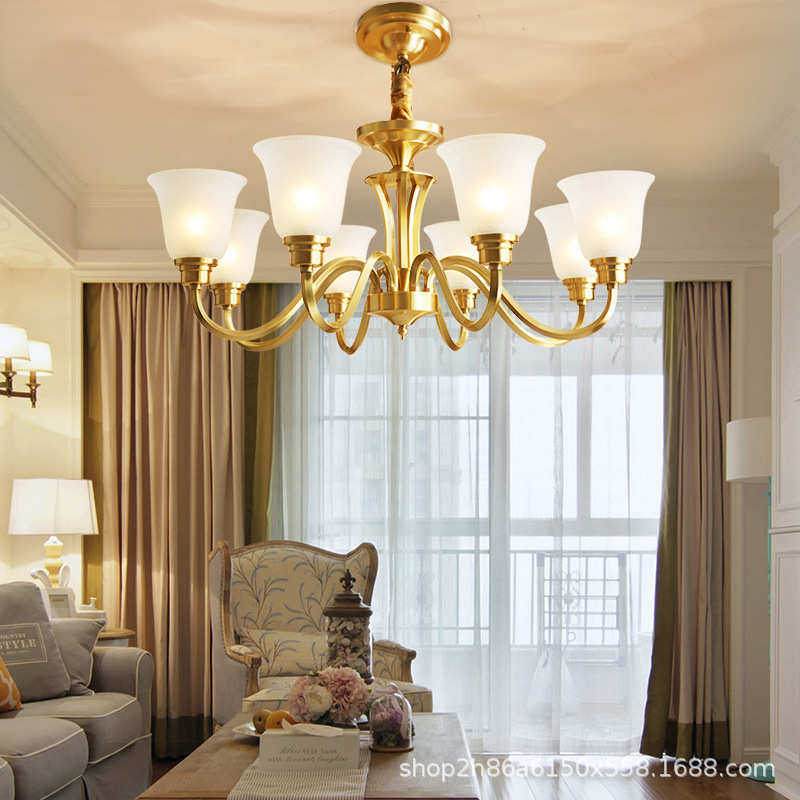 【工厂直销】美式全铜客厅吊灯现代简约复古铜吊灯卧室书房创意灯,淘宝优惠券,粉丝福利购,淘宝优惠卷