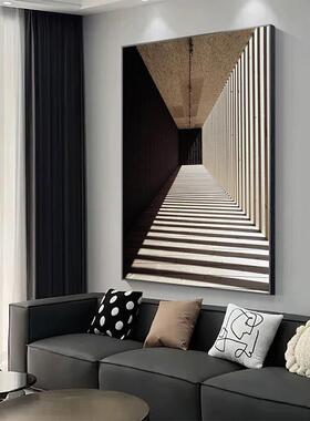 现代轻奢立体空间感装饰画意式极简玄关挂画客厅背景墙竖版落地画
