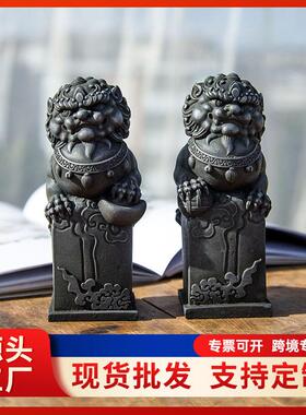 中式铸铁石狮子镇宅家居桌面摆件工艺品艺术文创招财摆设新中式