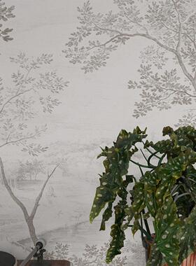 法式丛林墙贴轻奢高级感拱形玄关背景墙柜子斗柜门装饰画定制贴纸