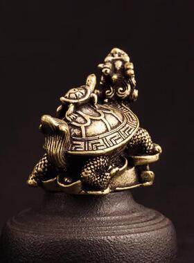 直销新款黄铜龙龟摆件龙头子母龟家居客厅办公桌面装饰工艺品开业