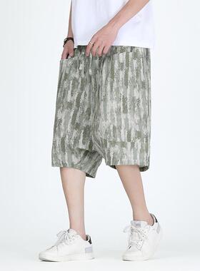 Large men's wide leg pants, men's Chinese style cotton and