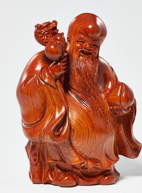 花梨木雕老寿星公摆件实木寿仙家居装饰生日祝寿贺寿新居生日送礼